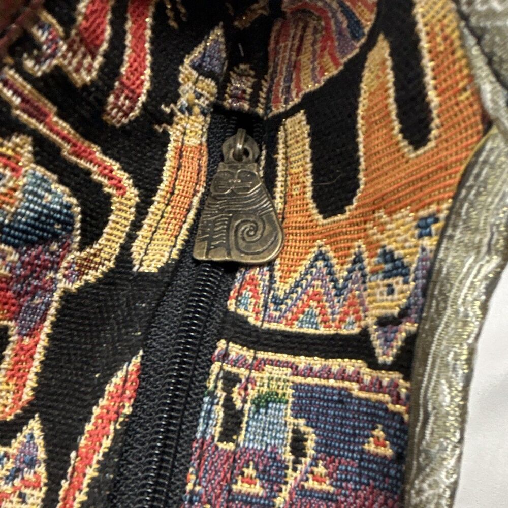 Vintage Laurel Burch Tapestry Elephant Animal Print Zip Shoulder Bag - Picture 3 of 4